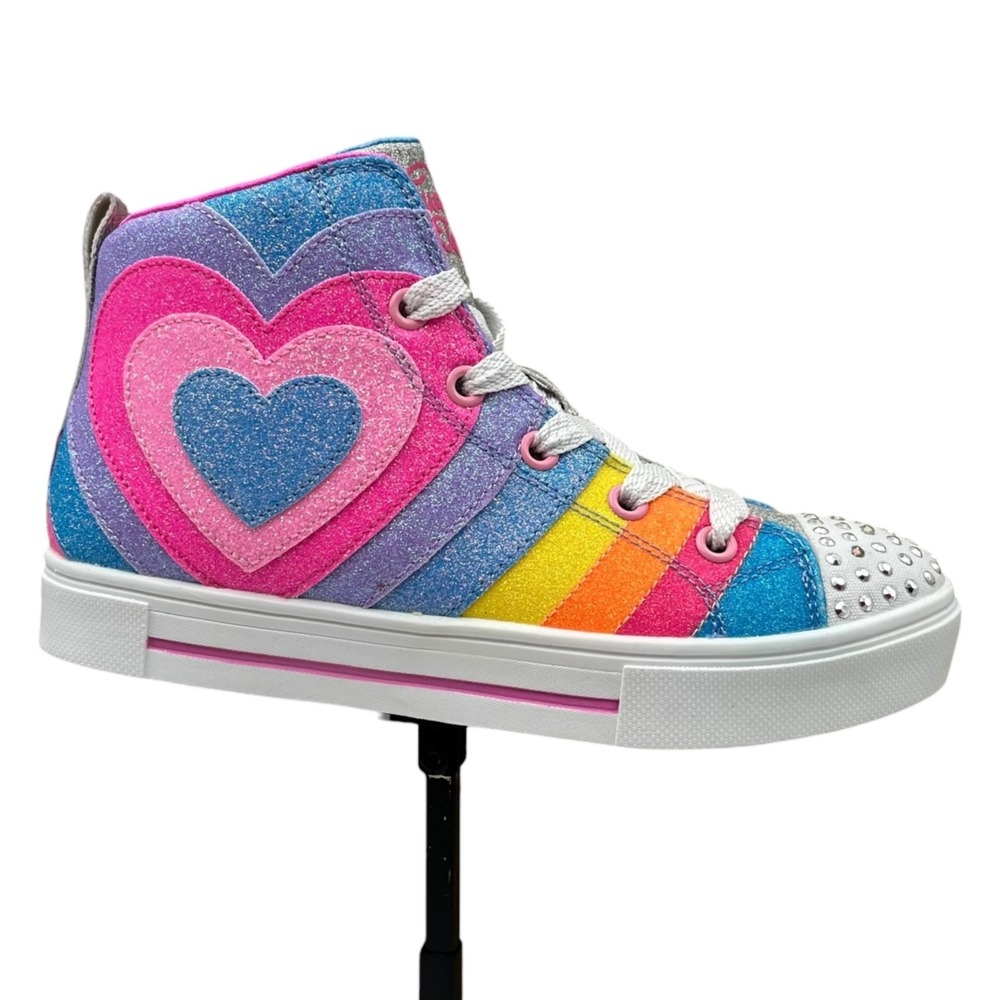 Skechers Youth Big Girl's Twinkle Toes High Top Sneakers Size 2 Rainbow Light-Up